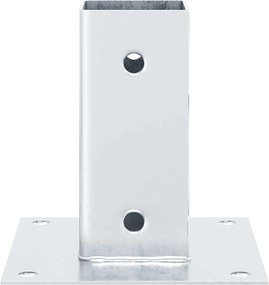 vidaXL Βάσεις στύλων τετράγωνες 4 τεμάχια Ασημί Γαλβανισμένος χάλυβας