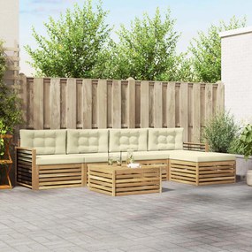 vidaXL Σειρά Καναπέ Εξωτερικού 7 pcs Λευκό και Κρεμ Πολυεστέρας
