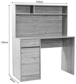 Γραφείο Secreta με Βιβλιοθήκη σε Oak 110x50x135 εκ. 110x50x135 εκ.
