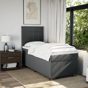 vidaXL Κρεβάτι Boxspring με Στρώμα Σκούρο Γκρι 100x200 εκ. Υφασμάτινο