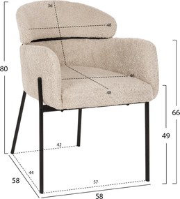 ΠΟΛΥΘΡΟΝΑ WOLF HM8583.02 ΕΚΡΟΥ ΥΦΑΣΜΑ ΜΠΟΥΚΛΕ ΜΕ ΜΕΤΑΛΛΙΚΑ ΠΟΔΙΑ 56x62x80Yεκ.