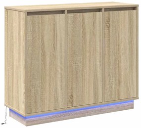 vidaXL Πλευρικό Τραπέζι LED Δρύς Sonoma 90 x 32 x 75 εκ.