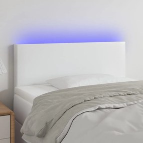Κεφαλάρι Κρεβατιού LED Λευκό 80x5x78/88 εκ. από Συνθετικό Δέρμα - Λευκό