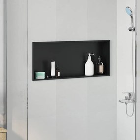 vidaXL Νίτσα Μπάνιου Μαύρο 75 x 30 x 9.5 εκ. Ανοξείδωτο ατσάλι