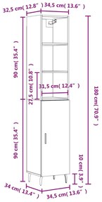 Ντουλάπι Καπνιστή δρυς 34,5x34x180 εκ. από Επεξεργασμένο Ξύλο - Καφέ