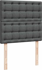 vidaXL Κρεβάτι Boxspring με Στρώμα Σκούρο Γκρι 90x190 εκ. Υφασμάτινο
