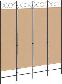 vidaXL 4-Πίνακας Διαχωριστικός Μπεζ 160 x 180 cm Ύφασμα