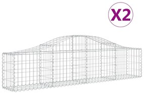 vidaXL Συρματοκιβώτια Τοξωτά 2 τεμ. 200x30x40/60 εκ. Γαλβαν. Ατσάλι