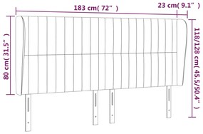 Κεφαλάρι με Πτερύγια Σκούρο Γκρι 183x23x118/128 εκ. Βελούδινο 3118255