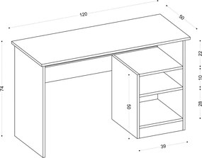 Γραφείο Λευκό BAHAR 120x50x74