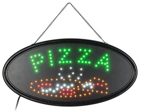 GloboStar® 75685 Φωτιστικό Ταμπέλα LED Οβάλ Σήμανσης PIZZA 3W με Πρίζα AC 230V - Μ48 x Π1.8 x Υ24.5cm