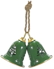 Χριστουγεννιάτικο Κρεμαστό Διακοσμητικό 2 Καμπάνες Πράσινο 19cm