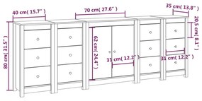 Συρταριέρα 230x35x80 εκ. από Μασίφ Ξύλο Πεύκου - Καφέ