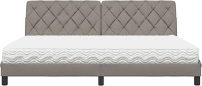 vidaXL Κρεβάτι με Στρώμα Taupe 200x200 εκ. Υφασμάτινο