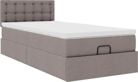 vidaXL Οθωμανικό κρεβάτι με στρώμα Taupe 90x190cm ύφασμα