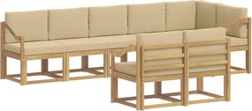 vidaXL Σειρά Καναπέ Εξωτερικού 8 pcs Λευκό και Μπεζ Πολυεστέρας