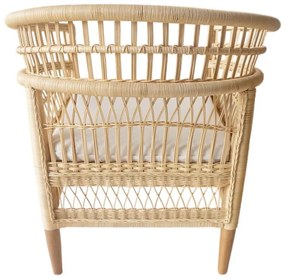 Πολυθρόνα Necorian Ξύλο Teak με PE Rattan σε Φυσικό χρώμα και Λευκό Μαξιλάρι 80x70x87εκ. 80x70x87 εκ.