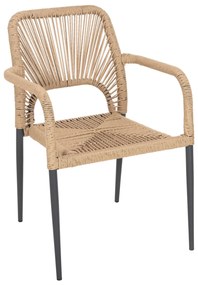 Πολυθρόνα Αλουμινίου Nojo Γκρι Με P.E.Twist Rattan Μπεζ 55x63x82Υ εκ.