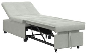 vidaXL Καναπές-Κρεβάτι Ανοιχτό γκρι 67 x 194 x 38 εκ Βελούδο