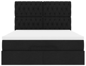 vidaXL Οθωμανικό κρεβάτι με στρώμα Μαύρο 140x200cm Ύφασμα