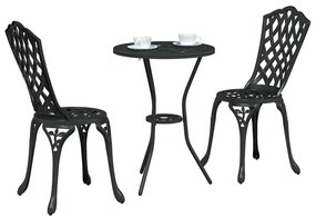 vidaXL Σετ Μπιστρό Κήπου 3 pcs Μαύρο Αλουμίνιο
