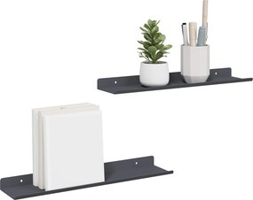 vidaXL Πλωτό ράφι Επιτοίχιο 2 pcs Ανθρακί 40 x 8,5 x 2,5 εκ Ατσάλι