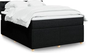 vidaXL Κρεβάτι Boxspring με Στρώμα Μαύρο 140x200 εκ. Υφασμάτινο