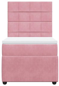 vidaXL Κρεβάτι Boxspring με Στρώμα Ροζ 90x200 εκ. Βελούδινο