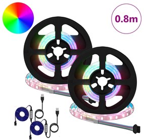 vidaXL Λωρίδα LED 2 pcs Μαύρο και Διαφανές 400 mm Χαλκός και Πλαστικό