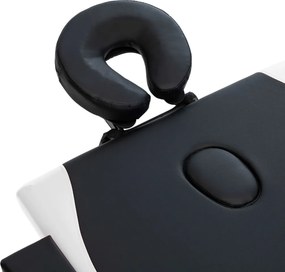vidaXL Κρεβάτι Μασάζ Πτυσσόμενο 2 Θέσεων Μαύρο / Λευκό Ξύλινο