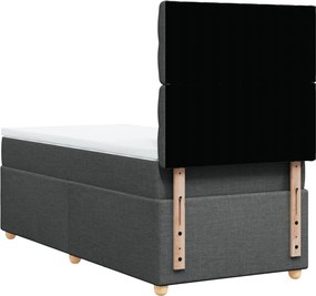 vidaXL Κρεβάτι Boxspring με Στρώμα Σκούρο Γκρι 90x190 εκ. Υφασμάτινο