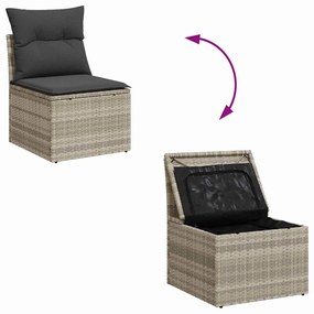 vidaXL Σετ Καναπέ Κήπου με μαξιλάρι 10 pcs Ανοιχτό γκρι Πολυ ράταν