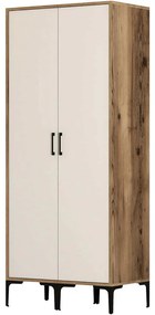 Ντουλάπα Δίφυλλη Kumsal 845HCT5446 80x47,5x201,4cm Walnut-Cream Δίφυλλη