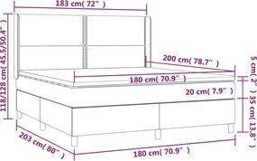 vidaXL Κρεβάτι Boxspring με Στρώμα Μαύρο 180x200 εκ. Υφασμάτινο