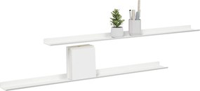 vidaXL Ράφι Τοίχου με ράφι Επιτοίχιο 2 pcs Λευκό 100 x 9 x 2,5 εκ