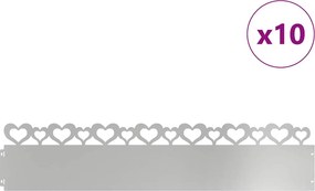 vidaXL Περιγράμματα γκαζόν 10 pcs Ασημί 103 x 0,05 x 22 εκ