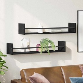 vidaXL Ράφι Τοίχου 2 pcs Μαύρη δρυς 80 x 16 x 14 cm Επεξεργασμένο ξύλο