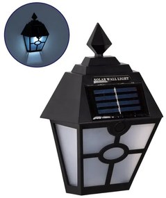 Αυτόνομο Ηλιακό Φωτιστικό Τοίχου Μαύρο LED SMD 1W-Φωτοβολταϊκό Πάνελ IP65 Ψυχρό 6000K 71494 Globostar-71494-Μαύρο 71494
