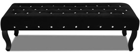 Παγκάκι με Κρυστάλλινα Κουμπιά Μαύρο από Βελούδινο Ύφασμα - Μαύρο
