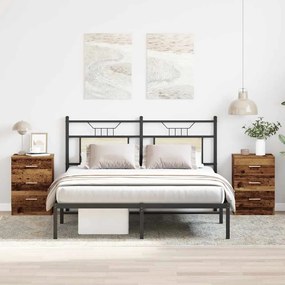Κομοδίνα 2 τεμάχια Παλιό ξύλο 38x35x55 εκ Κατασκευασμένο ξύλο - Παλιό ξύλο