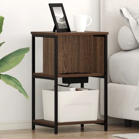 vidaXL Κομοδίνο Καφέ δρυς 38 x 31 x 61 εκ Επεξεργασμένο ξύλο
