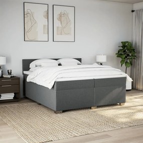 vidaXL Κρεβάτι Boxspring με Στρώμα Σκούρο Γκρι 200x200 εκ. Υφασμάτινο