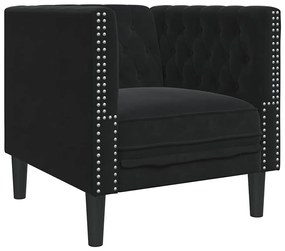 vidaXL Πολυθρόνα Τσέστερφιλντ Μαύρο 71 x 74.5 x 70.5 εκ. Βελούδο