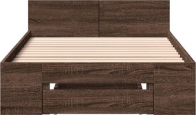 vidaXL Πλαίσιο Κρεβατιού με Συρτάρια Καφέ Δρυς 75x190 εκ.