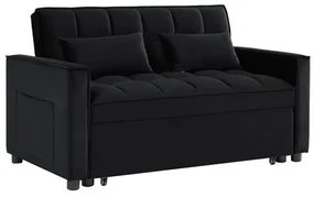 Καναπές Κρεβάτι TEMPO Μαύρο Ύφασμα Velure 137x98x77cm