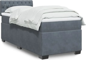 vidaXL Κρεβάτι Boxspring με Στρώμα Σκούρο Γκρι Single Βελούδινο