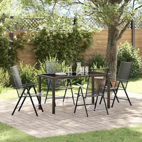 vidaXL Σέτ φαγητού για κήπο Πτυσσόμενος 5 pcs Ανθρακί Ατσάλι