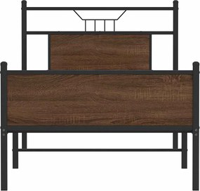 vidaXL Πλαίσιο Κρεβ. Χωρ. Στρώμα Καφέ Δρυς 90x200 εκ. Επεξ. Ξύλο