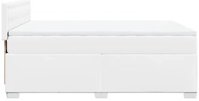 vidaXL Κρεβάτι Boxspring με Στρώμα Λευκό 160x200εκ.από Συνθετικό Δέρμα