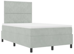 vidaXL Κρεβάτι Box Spring με Στρώμα Ανοιχτό Γκρι 120x200 εκ Βελούδο
